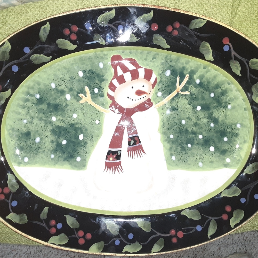 Snowman platter artist Betty Whiteaker